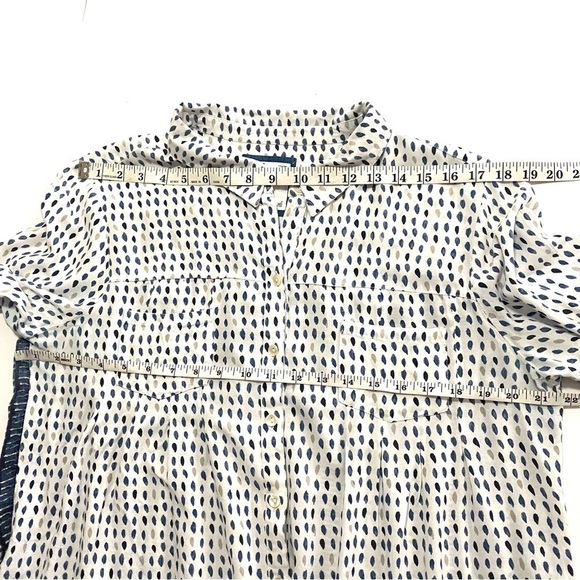 Rayon Button-front Roll-tab Sleeve Blouse Shirt Large - Picture 14 of 16